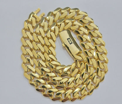 Real 10k Gold Chain 13mm 24" Miami Cuban Royal Link Shiny Plain Necklace Monaco - Reva Jeweler