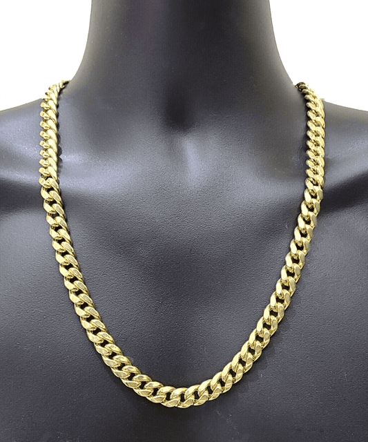 Real 10k Gold Chain 9mm 22 Inch Miami Cuban Link Necklace Strong Mens 10KT Gold - Reva Jeweler