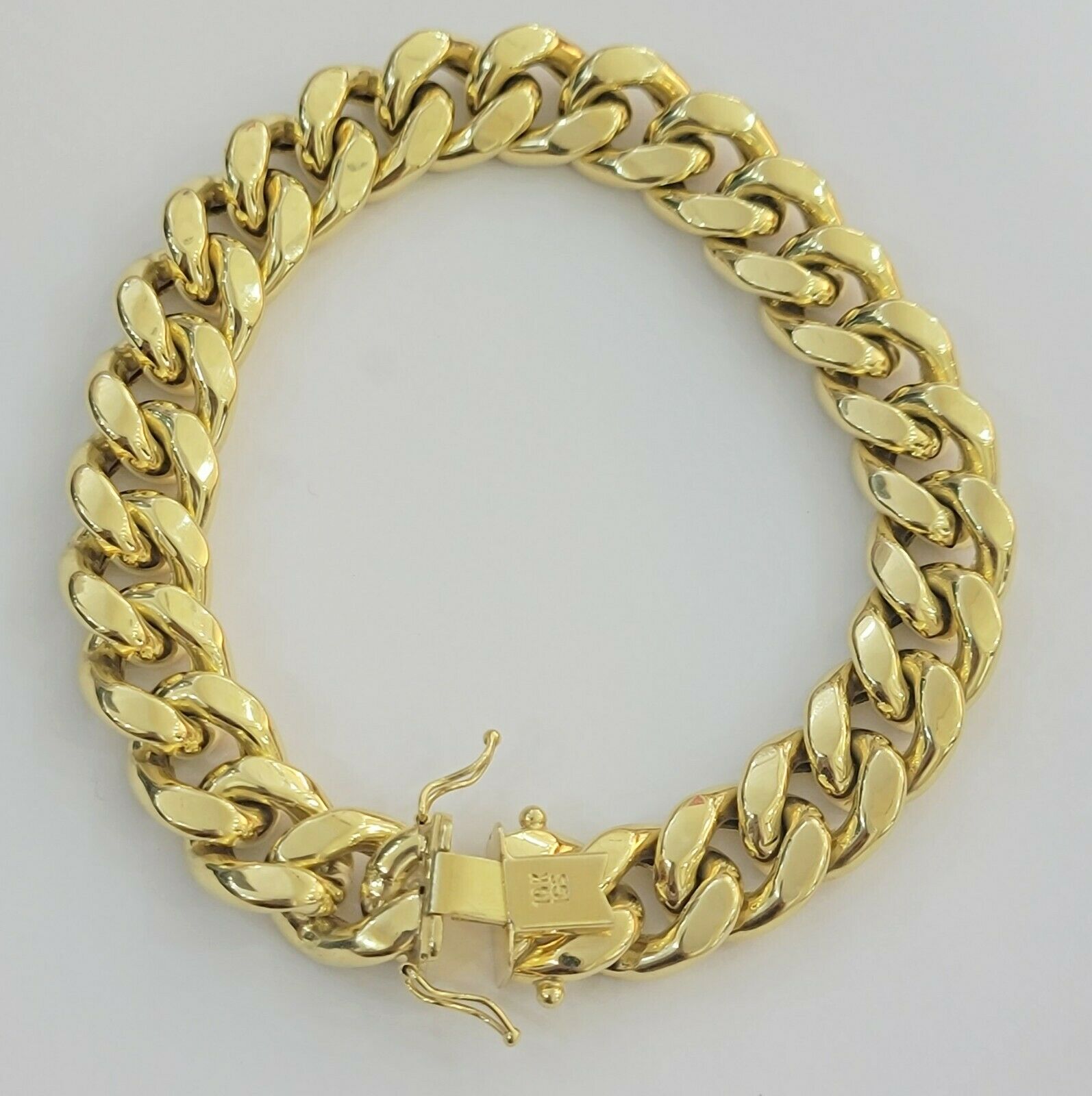 REAL 10k Gold Chain Bracelet Set Miami Cuban Link Mens 13mm 28" Necklace 8" Brac - Reva Jeweler