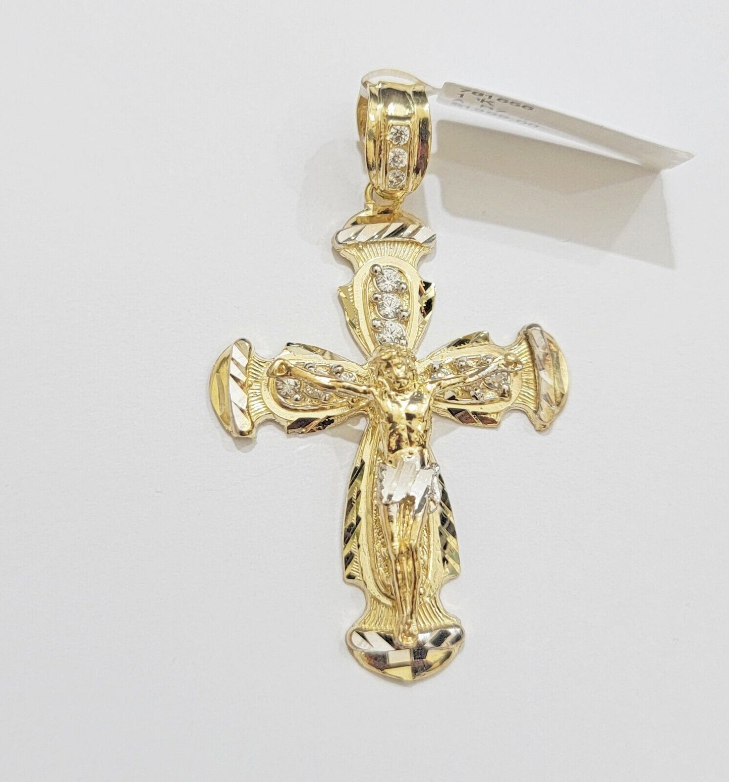 Real 10k Gold Chain Charm Set Cross Pendant Miami Cuban link Necklace 5mm 18 - 28" - Reva Jeweler