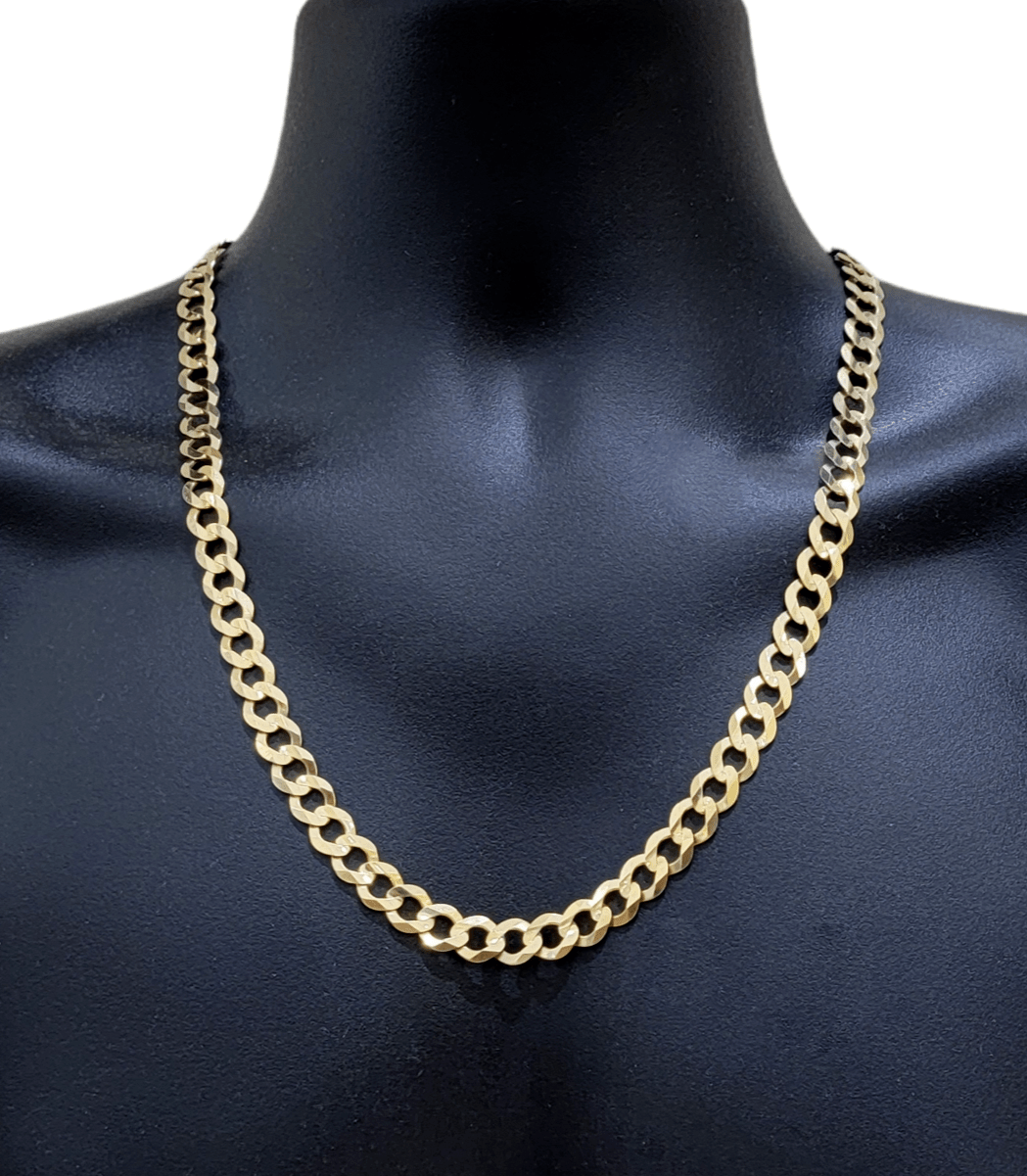 Real 10k Gold Chain Cuban Curb Link 10mm 18 in - 30 Inch Mens Solid 10kt Yellow - Reva Jeweler
