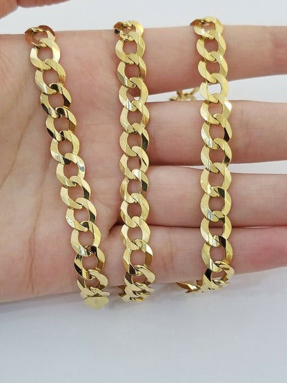 Real 10k Gold Chain Cuban Curb Link 10mm 18 in - 30 Inch Mens Solid 10kt Yellow - Reva Jeweler