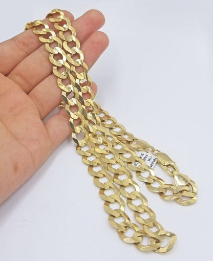 Real 10k Gold Chain Cuban Curb Link 10mm 18 in - 30 Inch Mens Solid 10kt Yellow - Reva Jeweler