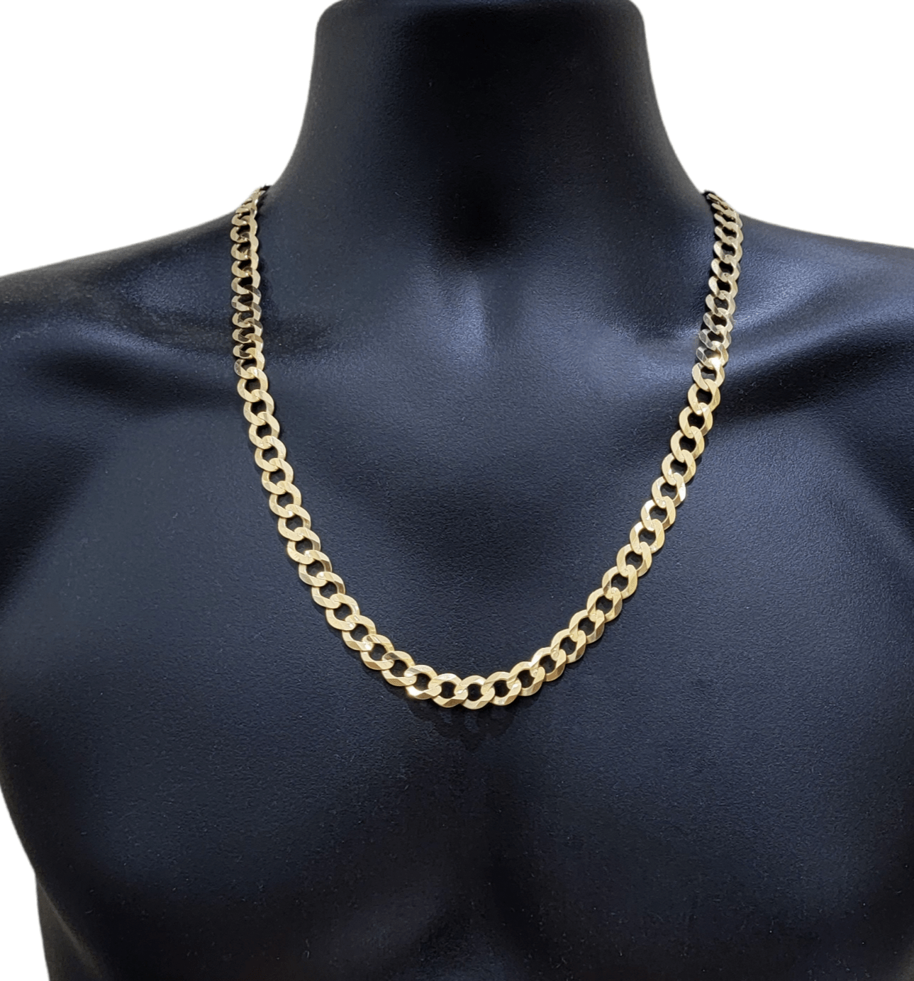 Real 10k Gold Chain Cuban Curb Link 24 Inch 10mm Solid 10kt Yellow Gold Necklace - Reva Jeweler