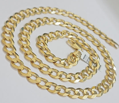 Real 10k Gold Chain Cuban Curb Link 24 Inch 10mm Solid 10kt Yellow Gold Necklace - Reva Jeweler