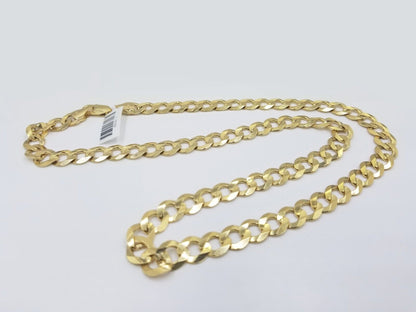 Real 10k Gold Chain Cuban Curb Link 24 Inch 10mm Solid 10kt Yellow Gold Necklace - Reva Jeweler