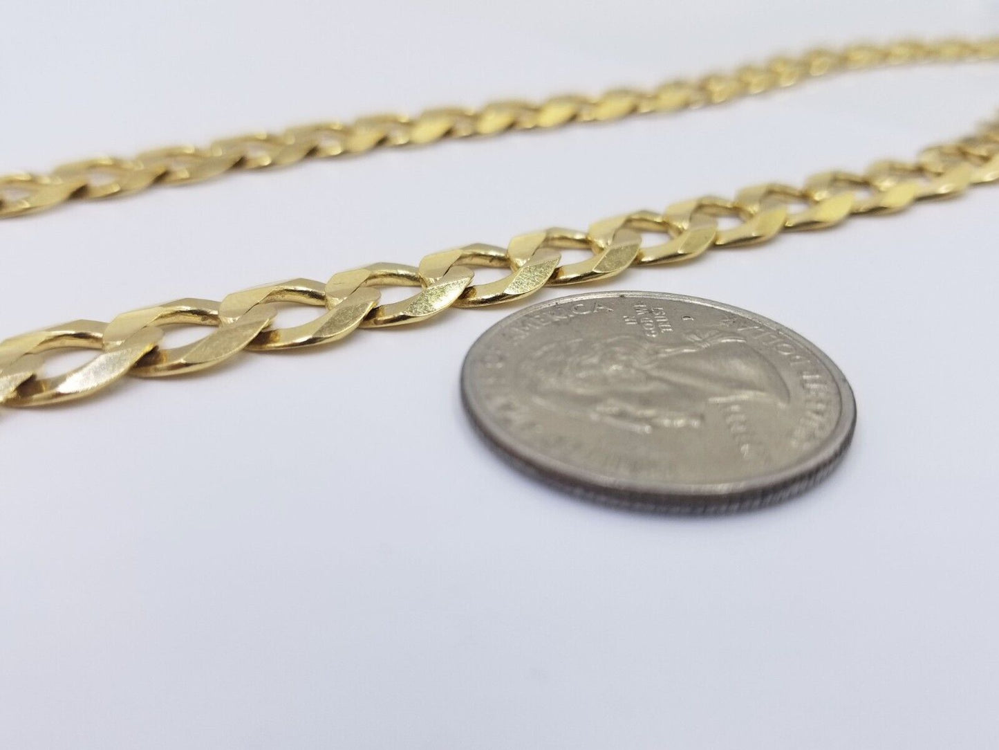 Real 10k Gold Chain Cuban Curb Link 24 Inch 10mm Solid 10kt Yellow Gold Necklace - Reva Jeweler