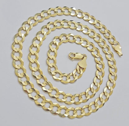 Real 10k Gold Chain Cuban Curb Link 9mm 18 in - 30 Inch Mens Solid 10kt Yellow - Reva Jeweler