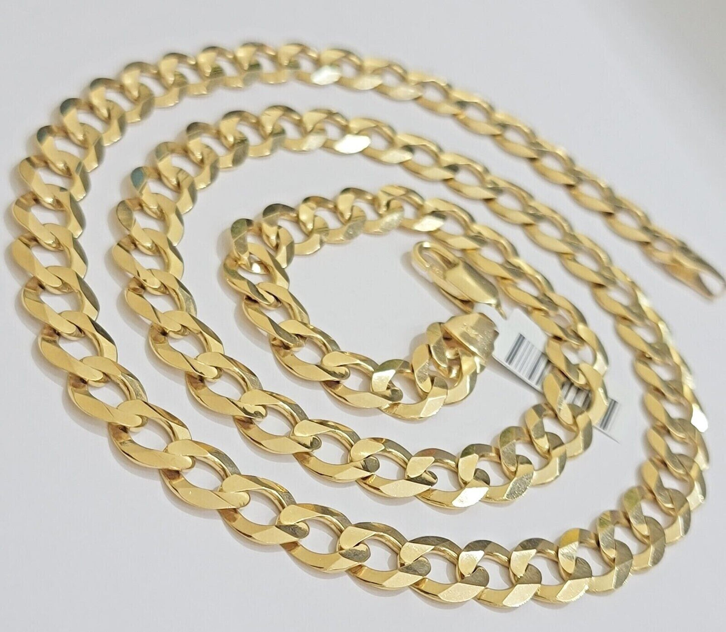 Real 10k Gold Chain Cuban Curb Link 9mm 18 in - 30 Inch Mens Solid 10kt Yellow - Reva Jeweler