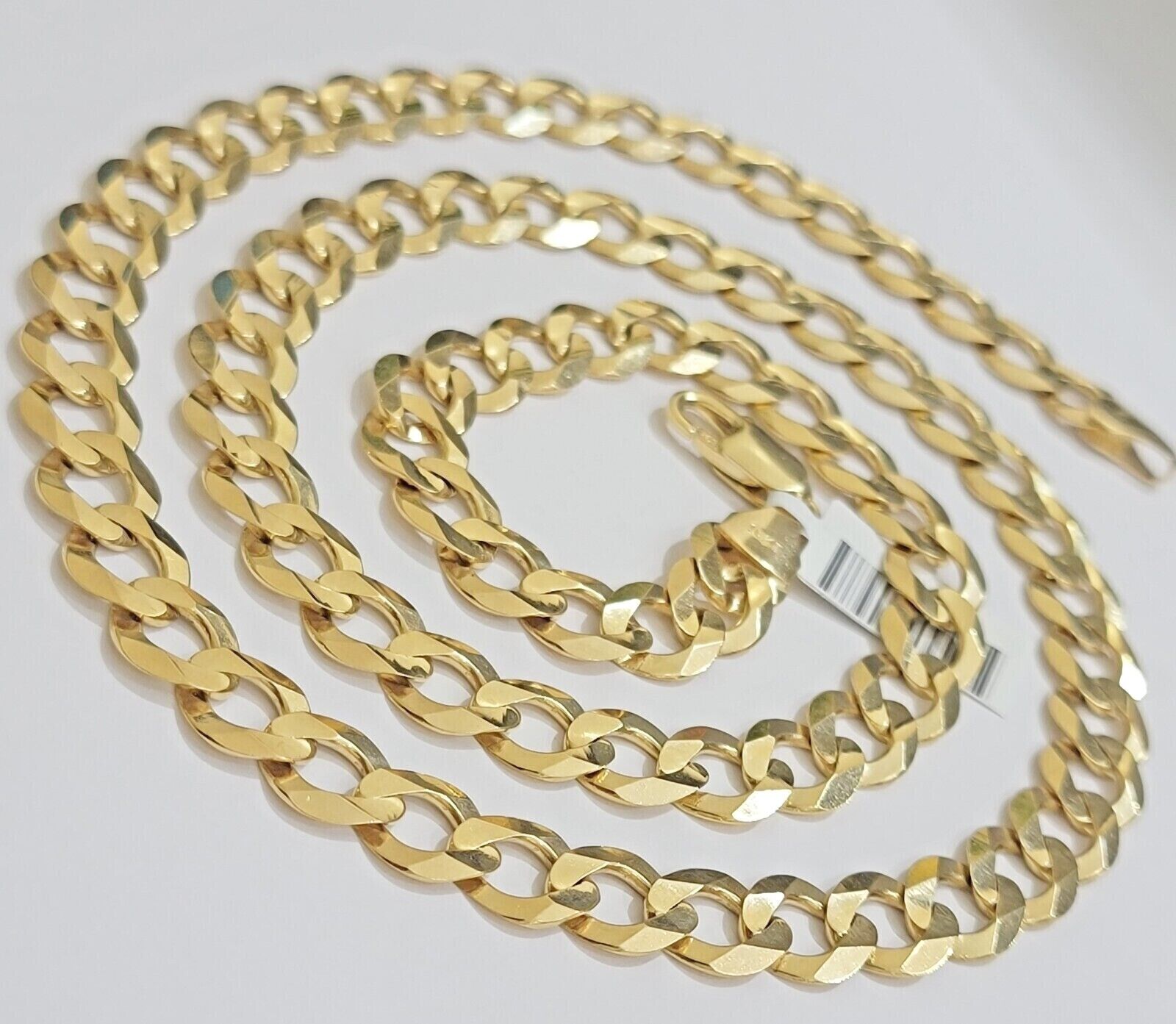 Real 10k Gold Chain Cuban Curb Link 9mm 18 in - 30 Inch Mens Solid 10kt Yellow - Reva Jeweler
