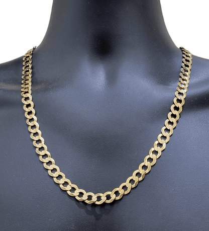 Real 10k Gold Chain Cuban Curb Link 9mm 18 in - 30 Inch Mens Solid 10kt Yellow - Reva Jeweler