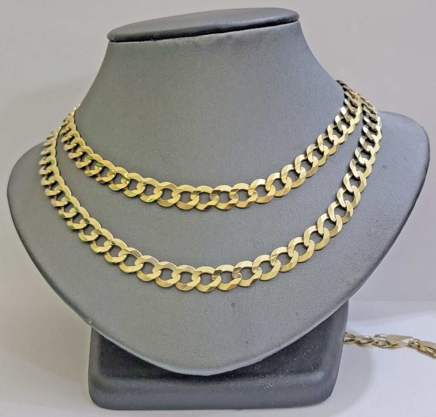 Real 10k Gold Chain Cuban Curb Link 9mm 18 in - 30 Inch Mens Solid 10kt Yellow - Reva Jeweler