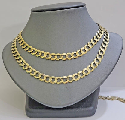 Real 10k Gold Chain Cuban Curb Link 9mm 18 in - 30 Inch Mens Solid 10kt Yellow - Reva Jeweler
