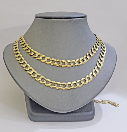 Real 10k Gold Chain Cuban Curb Link 9mm 18 in - 30 Inch Mens Solid 10kt Yellow - Reva Jeweler