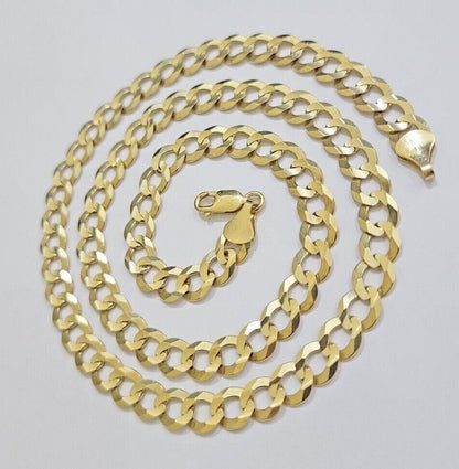 Real 10k Gold Chain Cuban Curb Link 9mm 18 in - 30 Inch Mens Solid 10kt Yellow - Reva Jeweler
