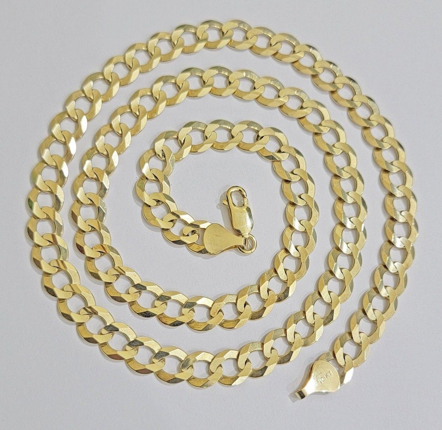 Real 10k Gold Chain Cuban Curb Link 9mm 18 in - 30 Inch Mens Solid 10kt Yellow - Reva Jeweler
