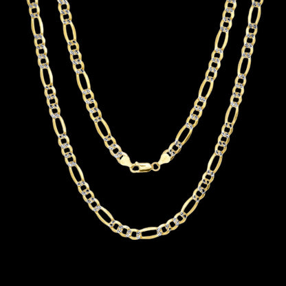 Real 10k Gold Chain Figaro Link Necklace 3.5mm - 9mm, Men Women 18" - 30" Inch, 10kt - Reva Jeweler