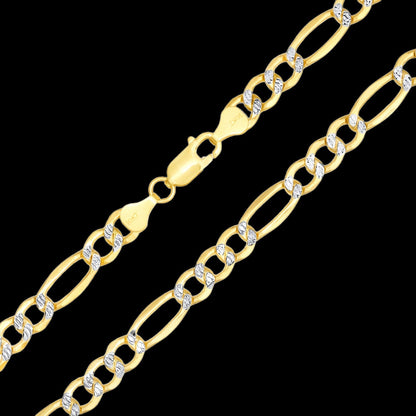 Real 10k Gold Chain Figaro Link Necklace 3.5mm - 9mm, Men Women 18" - 30" Inch, 10kt - Reva Jeweler