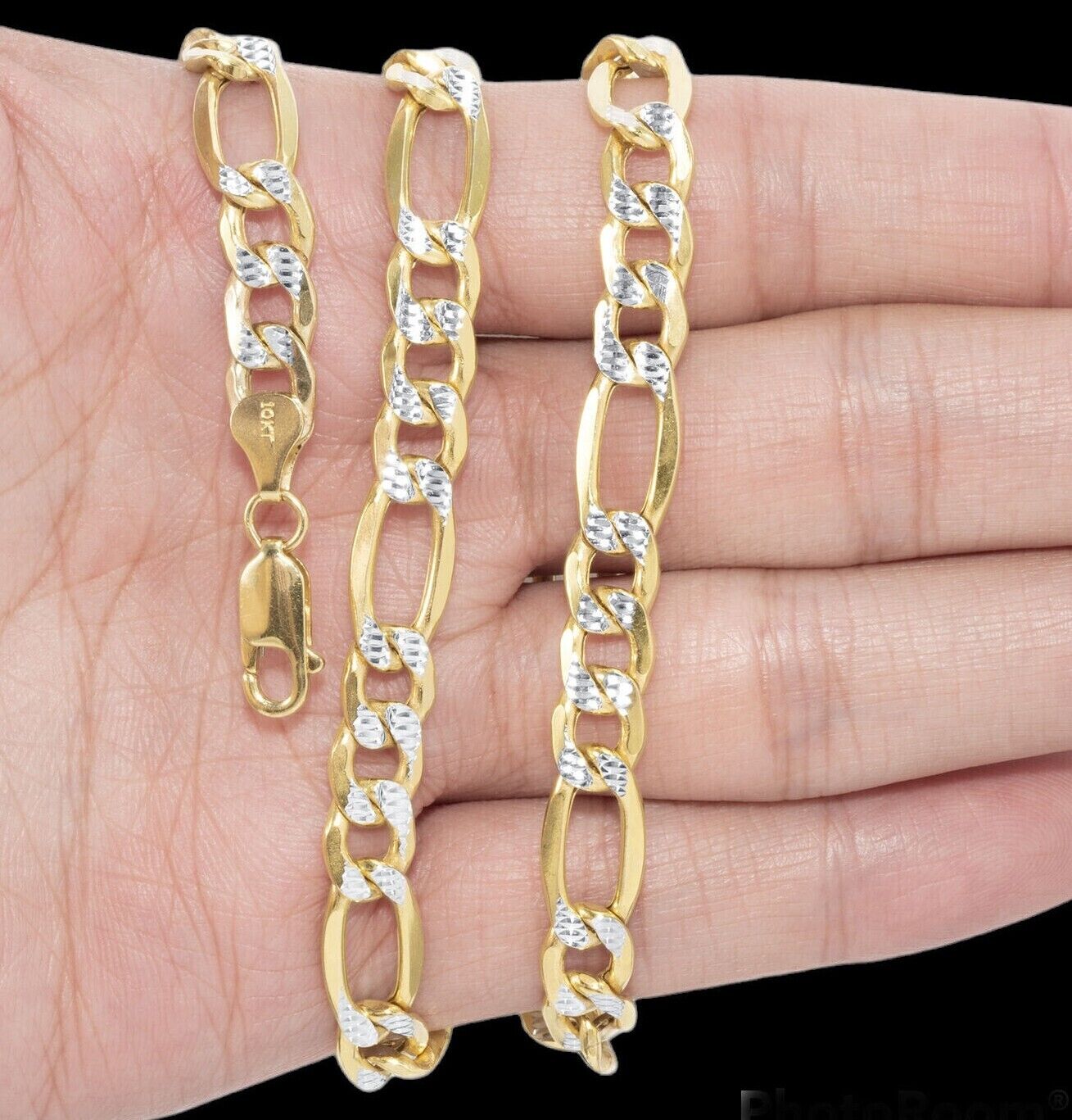 Real 10k Gold Chain Figaro Link Necklace 3.5mm - 9mm, Men Women 18" - 30" Inch, 10kt - Reva Jeweler