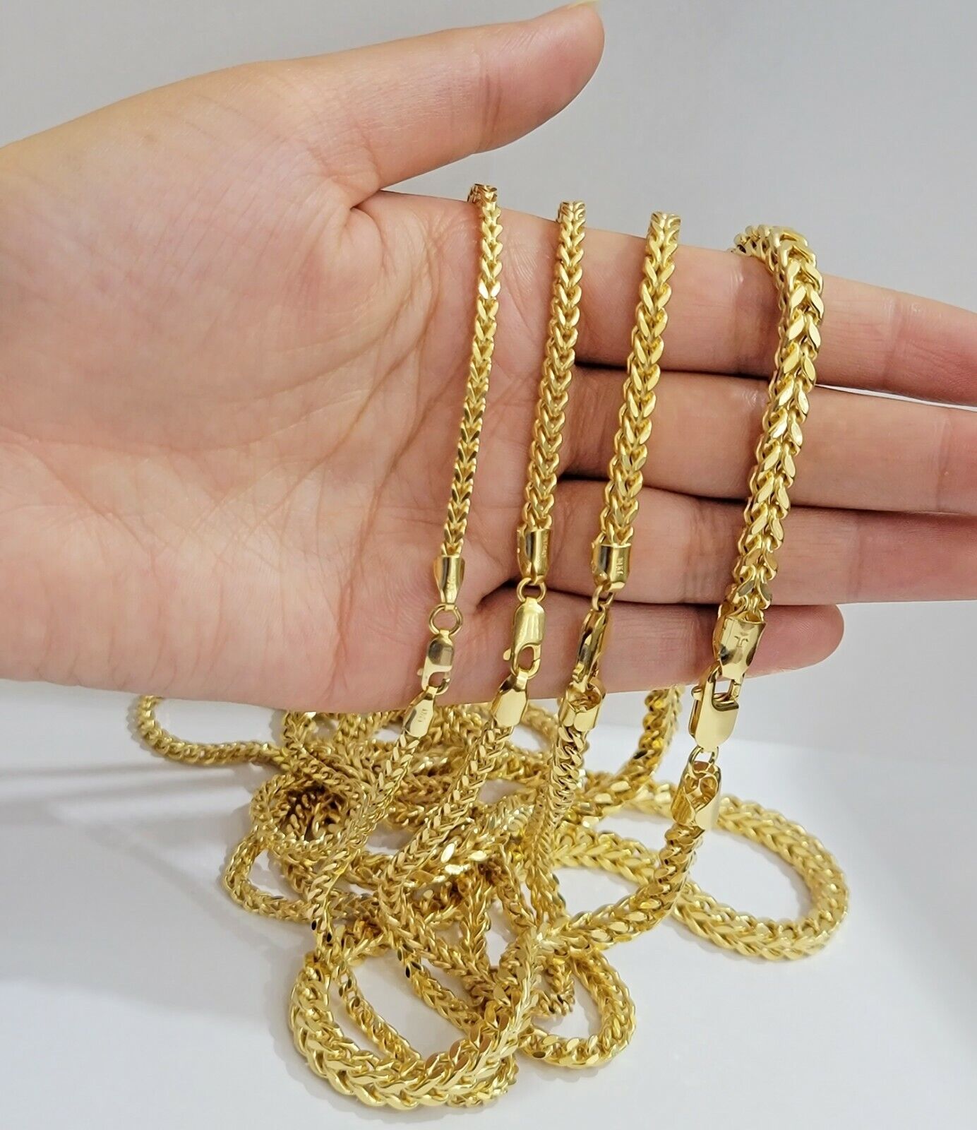 Real 10k Gold Chain Franco Mens Necklace 20" - 28" Inch 3mm - 5mm 10kt Yellow,STRONG - Reva Jeweler