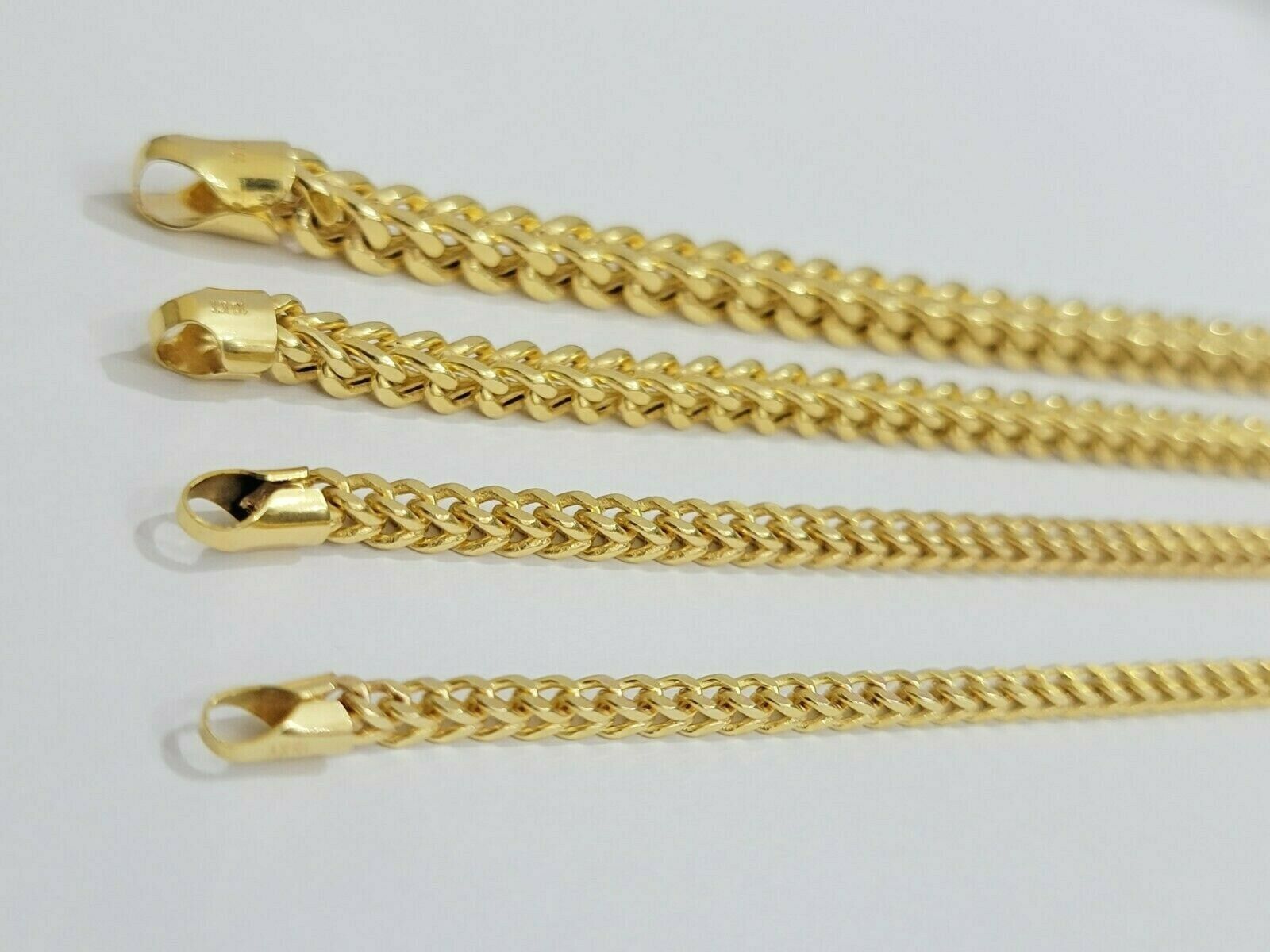 Real 10k Gold Chain Franco Mens Necklace 20" - 28" Inch 3mm - 5mm 10kt Yellow,STRONG - Reva Jeweler
