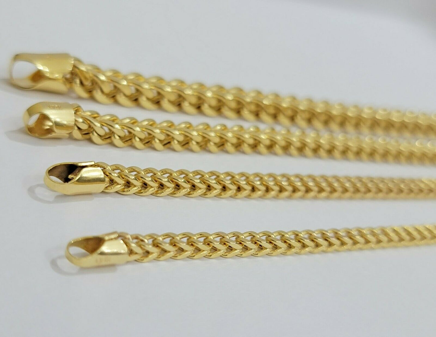 Real 10k Gold Chain Franco Mens Necklace 20" - 28" Inch 3mm - 5mm 10kt Yellow,STRONG - Reva Jeweler