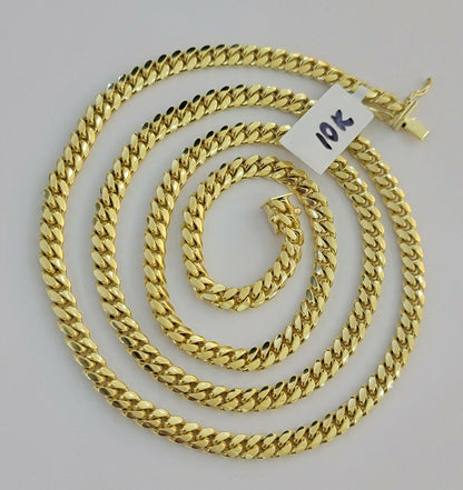 Real 10k Gold Chain Miami Cuban Link 5MM Necklace 18" - 24" SOLID 10kt Men Women - Reva Jeweler
