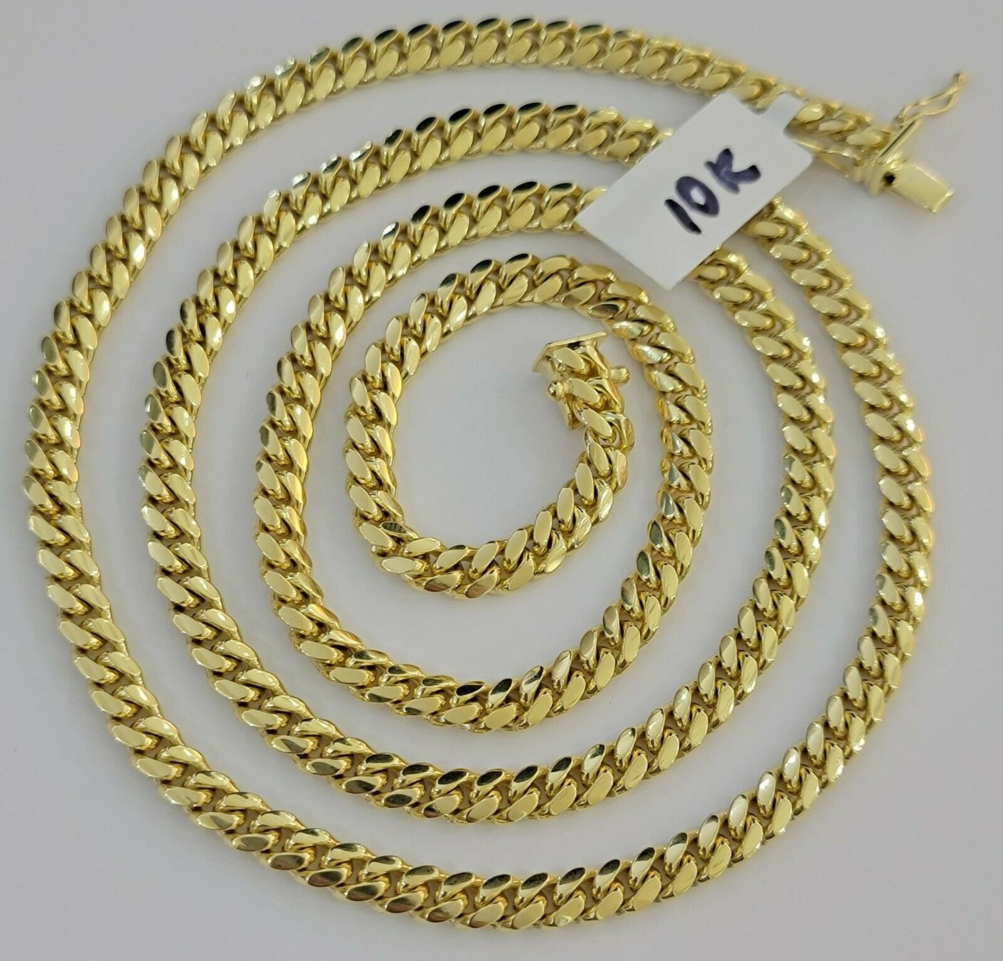 Real 10k Gold Chain Miami Cuban Link 5MM Necklace 18" - 24" SOLID 10kt Men Women - Reva Jeweler