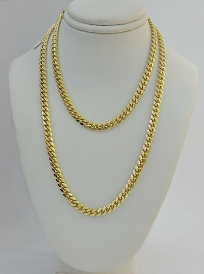 Real 10k Gold Chain Miami Cuban Link 5MM Necklace 18" - 24" SOLID 10kt Men Women - Reva Jeweler