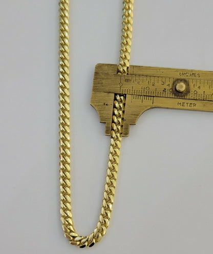 Real 10k Gold Chain Miami Cuban Link 5MM Necklace 18" - 24" SOLID 10kt Men Women - Reva Jeweler