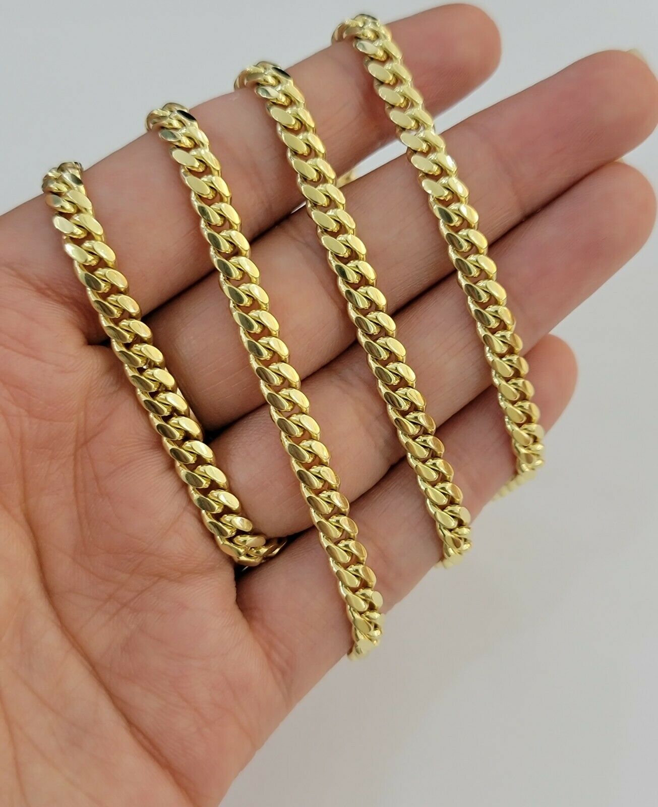 Real 10k Gold Chain Miami Cuban Link 5MM Necklace 18" - 24" SOLID 10kt Men Women - Reva Jeweler