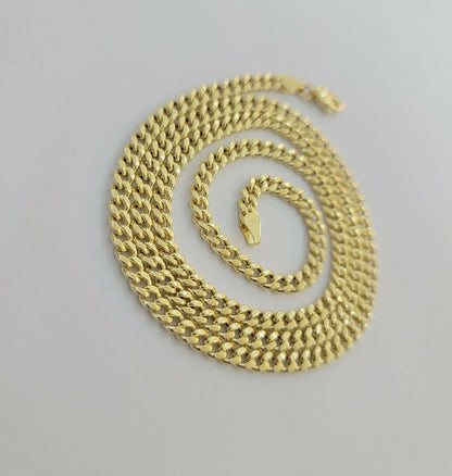 Real 10k Gold Chain Miami Cuban Link Necklace 18" 20" 22" 24" 26" 3.5mm 10kt Oro - Reva Jeweler