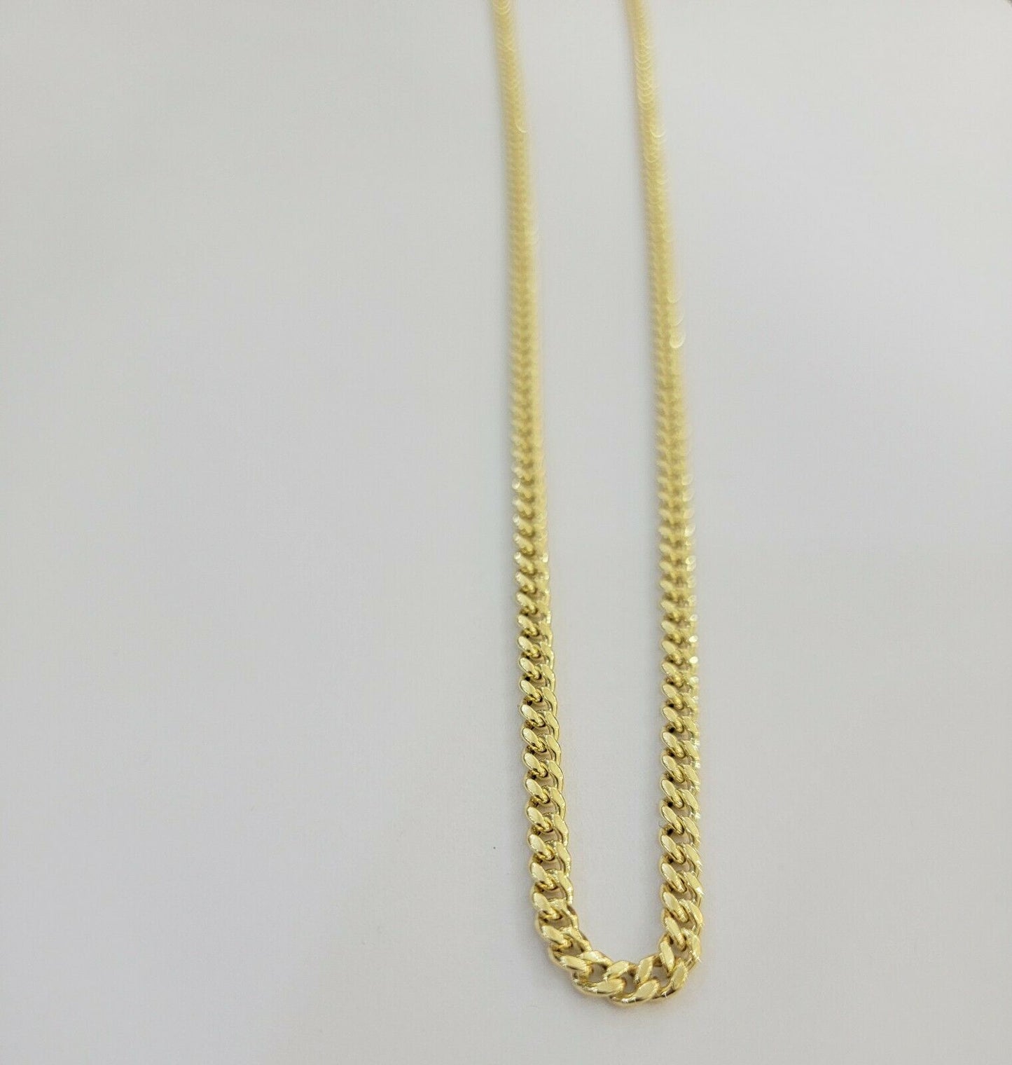 Real 10k Gold Chain Miami Cuban Link Necklace 18" 20" 22" 24" 26" 3.5mm 10kt Oro - Reva Jeweler