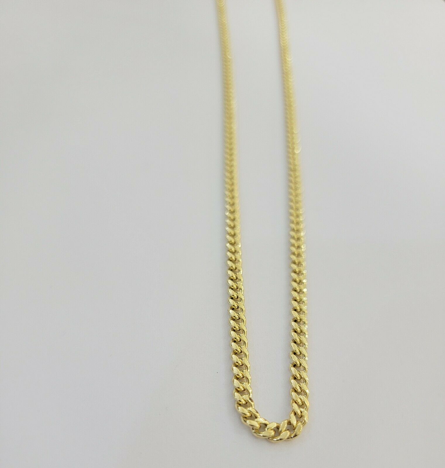 Real 10k Gold Chain Miami Cuban Link Necklace 18" 20" 22" 24" 26" 3.5mm 10kt Oro - Reva Jeweler