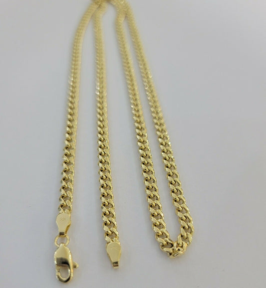 Real 10k Gold Chain Miami Cuban Link Necklace 18" 20" 22" 24" 26" 3.5mm 10kt Oro - Reva Jeweler