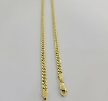 Real 10k Gold Chain Miami Cuban Link Necklace 18" 20" 22" 24" 26" 3.5mm 10kt Oro - Reva Jeweler