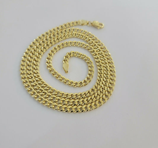 Real 10k Gold Chain Miami Cuban Link Necklace 18" 20" 22" 24" 26" 3.5mm 10kt Oro - Reva Jeweler