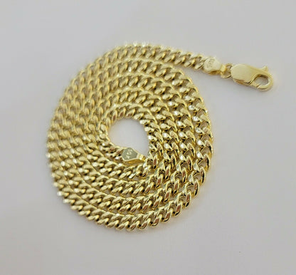 Real 10k Gold Chain Miami Cuban Link Necklace 18" 20" 22" 24" 26" 4.5mm 10kt Oro - Reva Jeweler