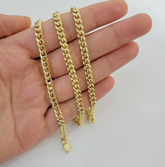 Real 10k Gold Chain Miami Cuban Link Necklace 18" 20" 22" 24" 26" 4.5mm 10kt Oro - Reva Jeweler