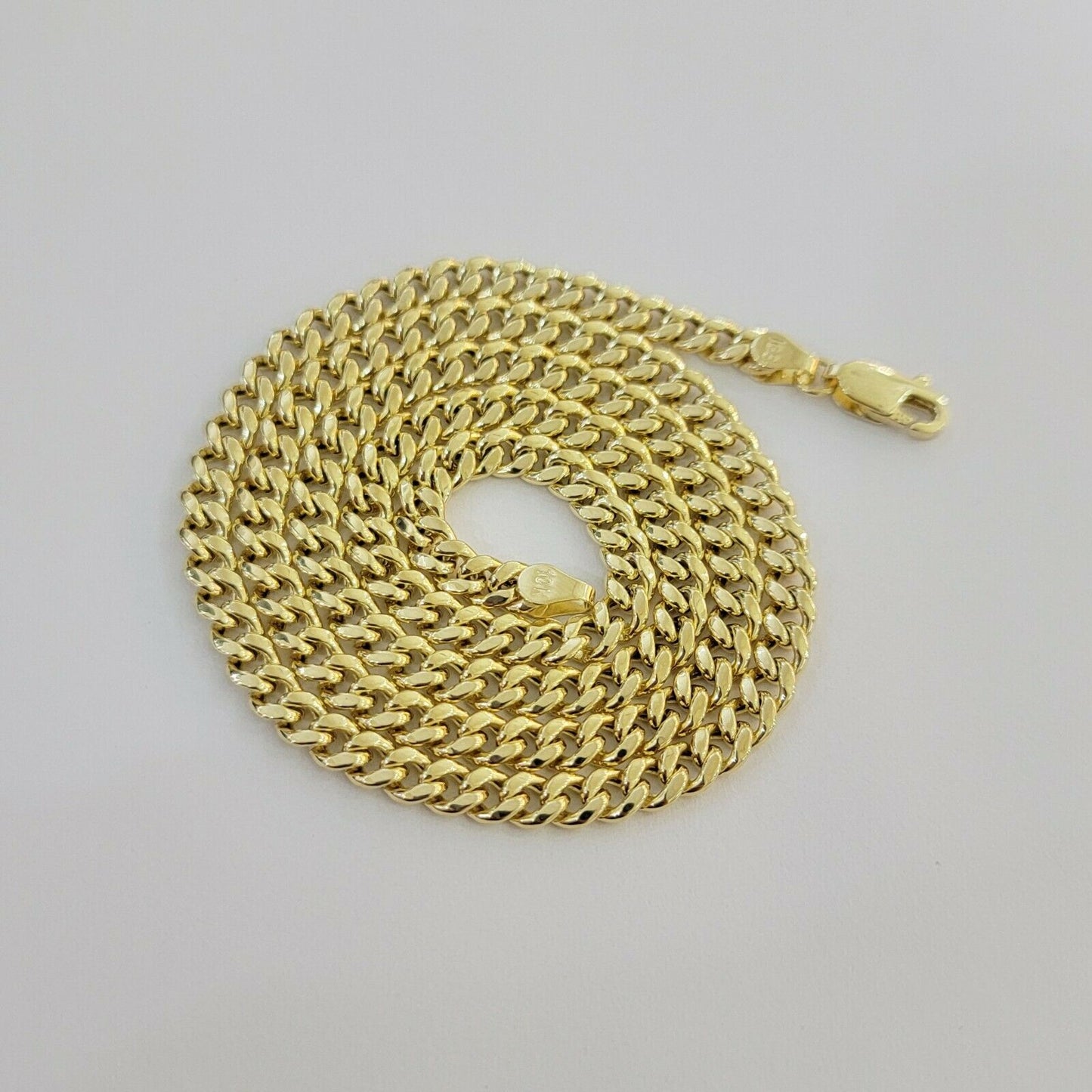 Real 10k Gold Chain Miami Cuban Link Necklace 18" 20" 22" 24" 26" 4.5mm 10kt Oro - Reva Jeweler