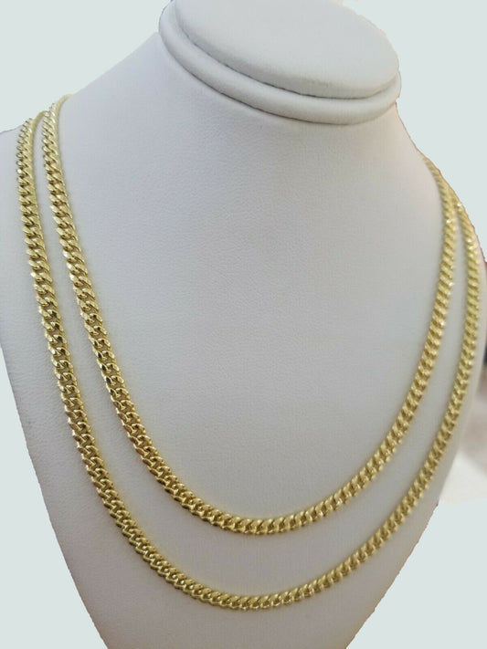 Real 10k Gold Chain Miami Cuban Link Necklace 18" 20" 22" 24" 26" 4.5mm 10kt Oro - Reva Jeweler