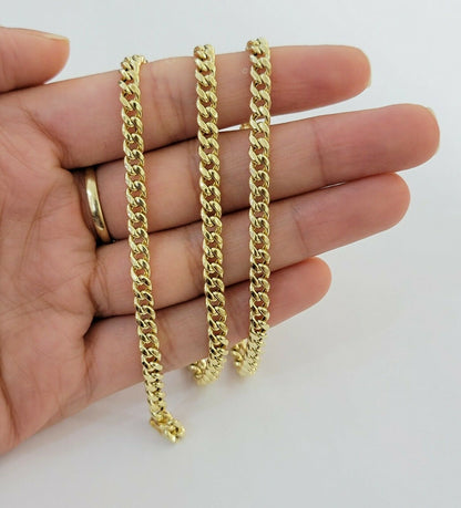 Real 10k Gold Chain Miami Cuban Link Necklace 18" 20" 22" 24" 26" 4.5mm 10kt Oro - Reva Jeweler
