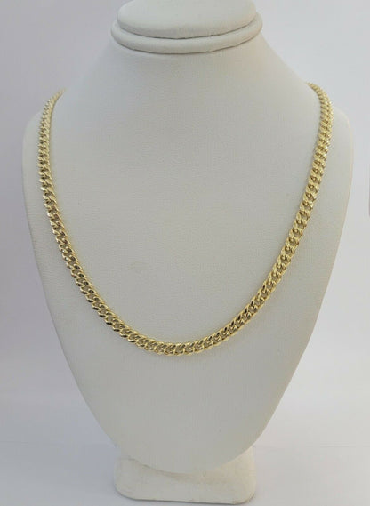 Real 10k Gold Chain Miami Cuban Link Necklace 18" 20" 22" 24" 26" 4.5mm 10kt Oro - Reva Jeweler