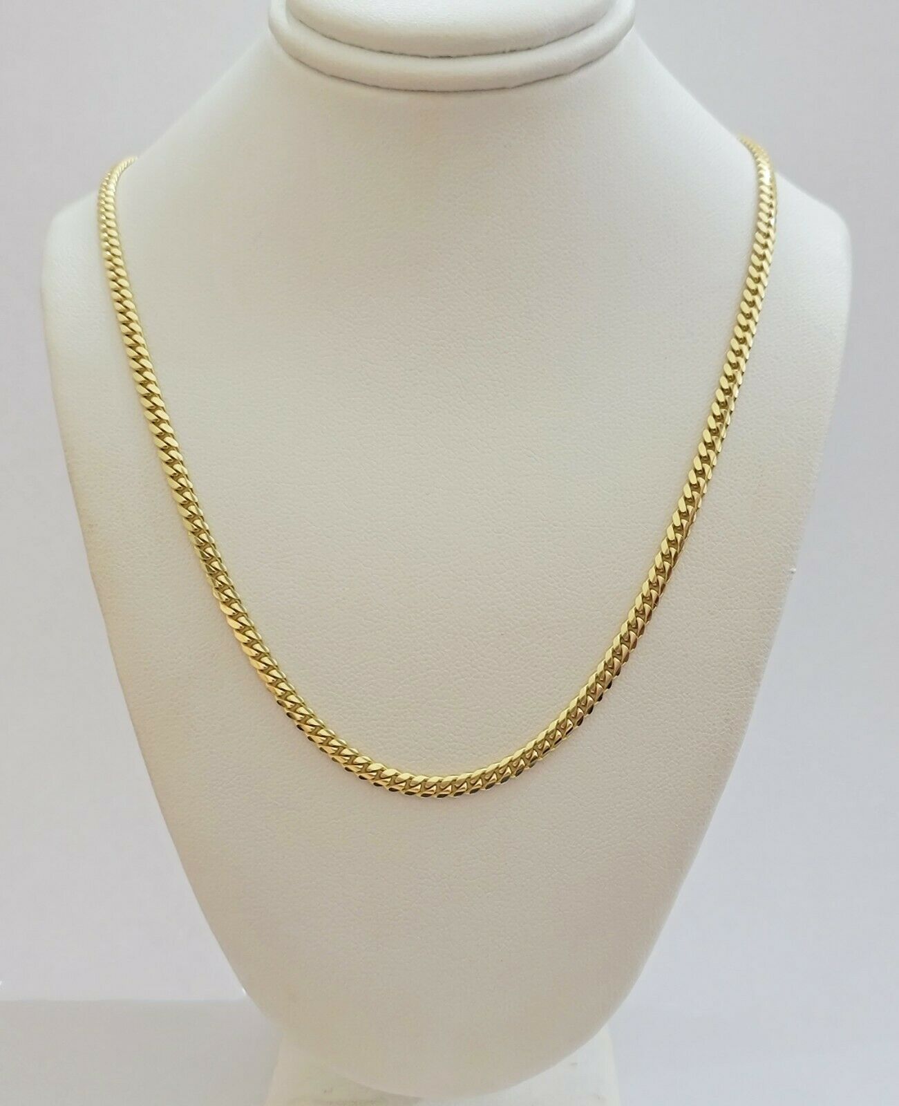Real 10k Gold Chain Miami Cuban Solid Link Necklace 20" 22" 24" Inch 3mm 10KT - Reva Jeweler