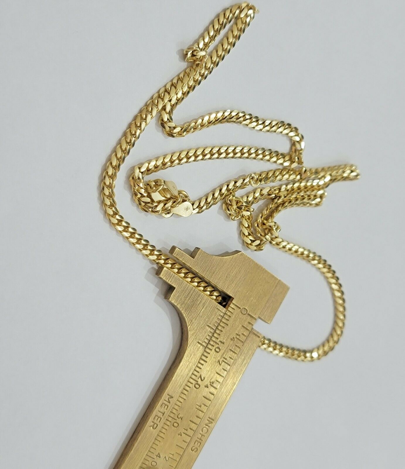 Real 10k Gold Chain Miami Cuban Solid Link Necklace 20" 22" 24" Inch 3mm 10KT - Reva Jeweler