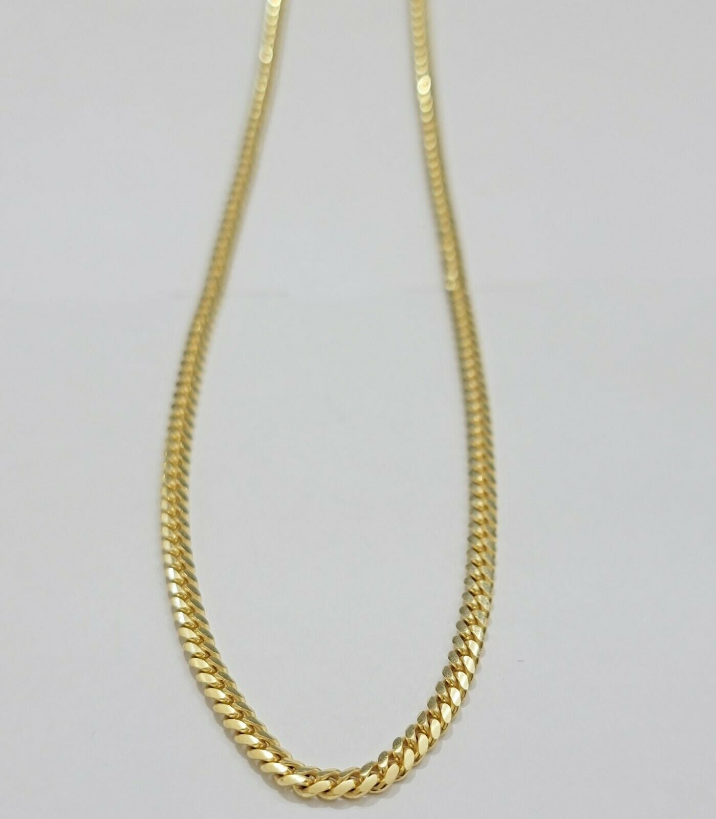 Real 10k Gold Chain Miami Cuban Solid Link Necklace 20" 22" 24" Inch 3mm 10KT - Reva Jeweler