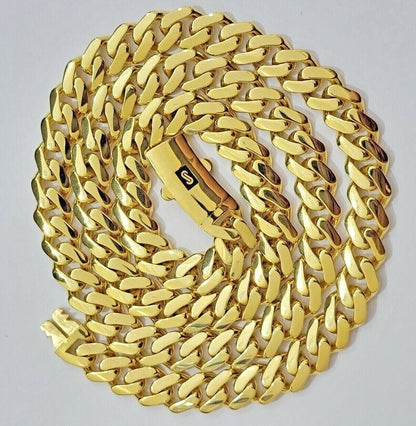 Real 10k Gold Chain Monaco Necklace Cuban Royal Link 8.5 mm 22" Inch Plain ,10KT - Reva Jeweler