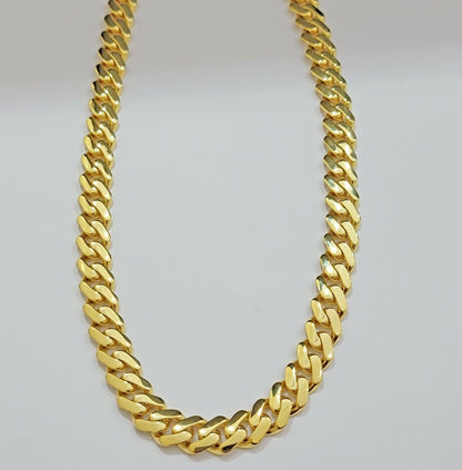 Real 10k Gold Chain Monaco Necklace Cuban Royal Link 8.5 mm 22" Inch Plain ,10KT - Reva Jeweler