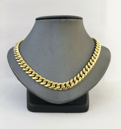 Real 10k Gold Chain Necklace 9mm 24 Inch Miami Cuban Link Strong Men's 10KT Gold - Reva Jeweler