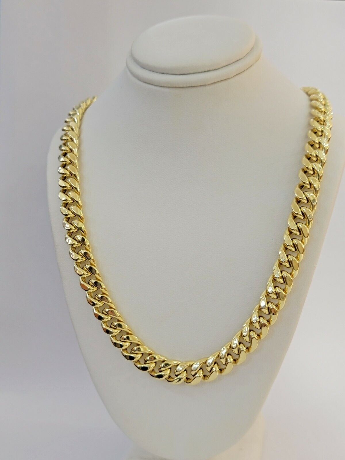Real 10k Gold Chain Necklace 9mm 26 Inch Miami Cuban Link Strong Men's 10KT Gold - Reva Jeweler